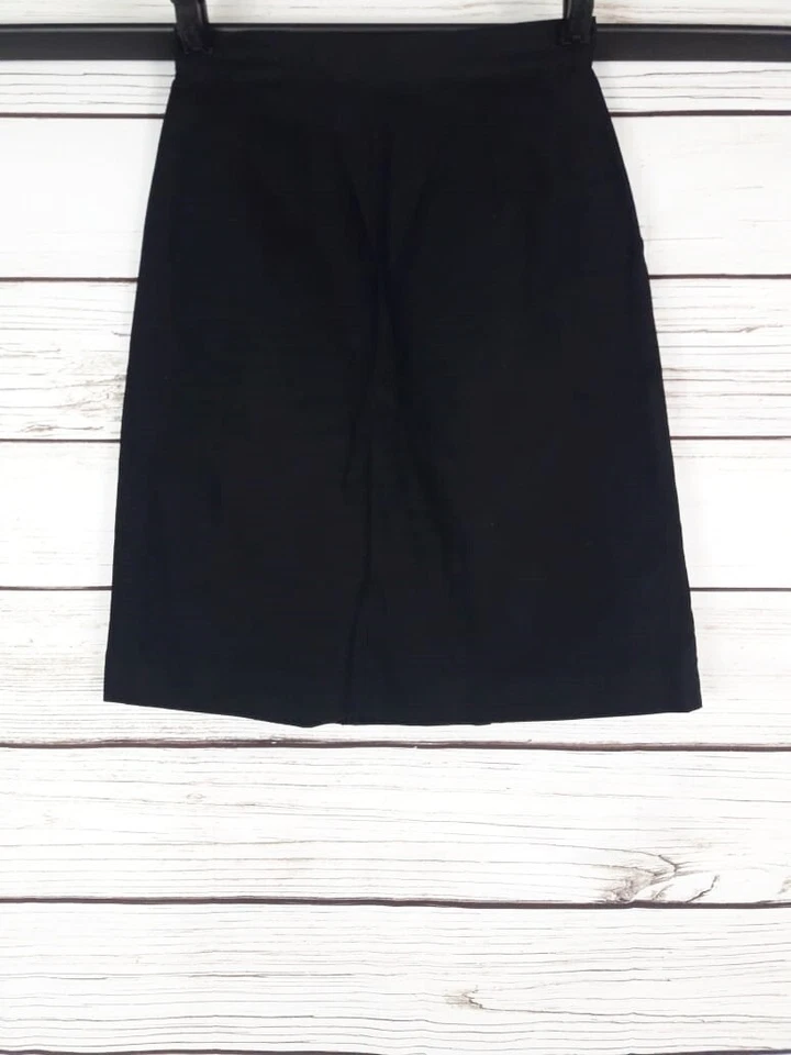 Falda recta LL Bean Signature para mujer talla 2 botones negros acento mezcla de lino Foto 4 de 4