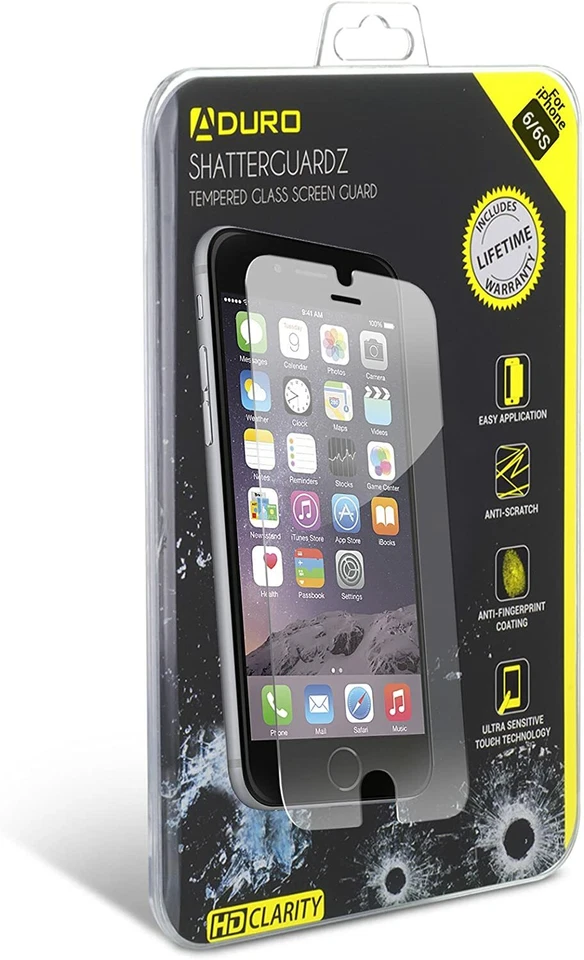 Protector de pantalla Aduro Shattercuardz vidrio templado HD claridad para iPhone 6/6S Foto 4 de 4