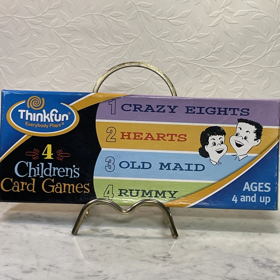 Crazy Eights Hearts Old Maid Animal Rummy Card Games Thinkfun 4 Children’s 2002  - Image 2 of 4