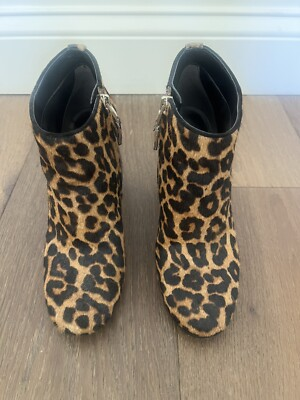 #ad Sam Edelman Cambell Ankle Boots Bootie Shoe Size 6.5 Leopard Real Fur Zip EUC $28.00