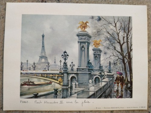 Paris Art Prints Vintage Krisarts 1973,1976 Champs Elysees Moulin Rouge Lot of 3 - Picture 3 of 6