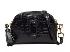 MARC JACOBS Shutter Croc Embossed Leather Crossbody Black DUST BAG ~NWT