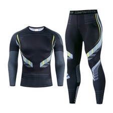 Men Compression Sets Leggings Pants  Long Sleeve Shirts Quick Dry Workout Suits