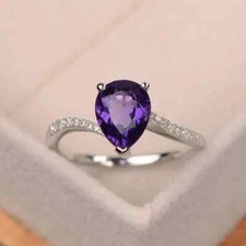 925 Silver Amethyst Ring Unique Proposal Ring Gift Statement Jewelry for Women