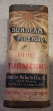 Sunbeam Pure Food Turmeric - Austin Nichols & Co. New York City & Chicago c 1930