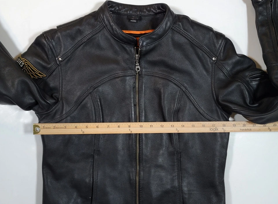 FIRST CLASSICS Womens Medium Motorcycle Patches Jacket Zip-Out Liner Long Sleeve - Image 4 of 4