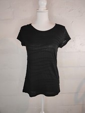 Vera Wang Semi Sheer Black Wave-Texture Tee Top Size S