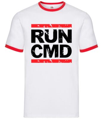 Run CMD - Mens Ringer - Code Hacker Developer DMC Band Geek Nerd