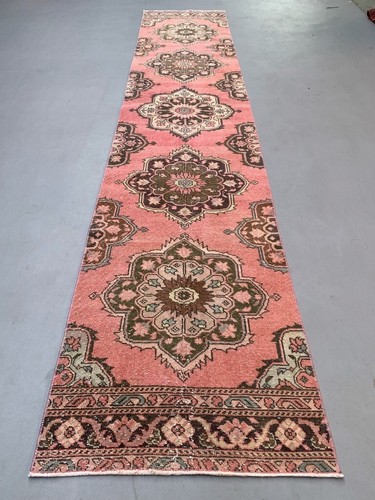Distressed Turkish Runner 406x81 cm wool Vintage Tribal Rug