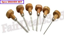 Set of 6 HSS Stone Setting Graver with Wood Handles Jewellery Engraver Tools