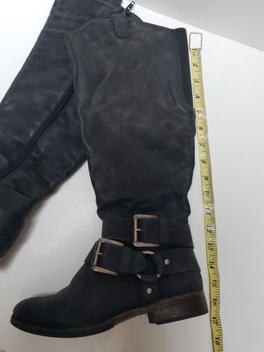 Maurices Womens Vegan Leather Side Zip Tall Riding Boots w Buckle Size 7M Grey - Picture 5 of 18