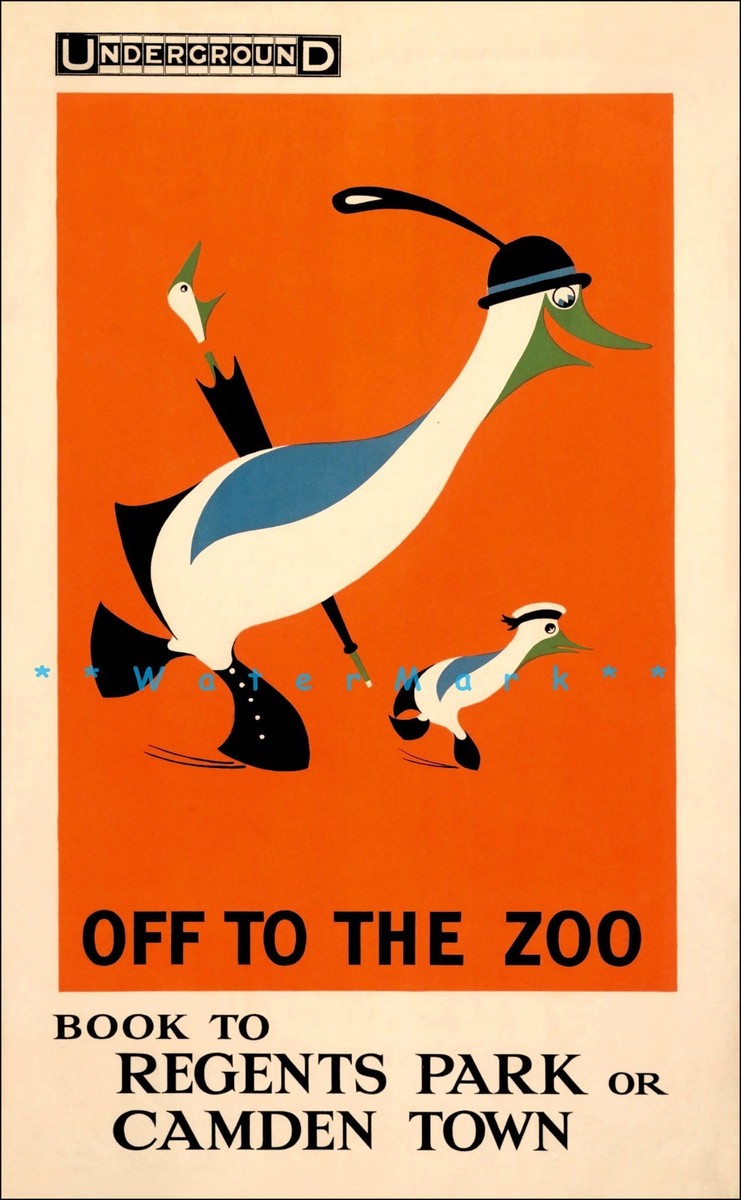 Off To The Zoo 1915 London Regents Park Vintage Poster Print Art