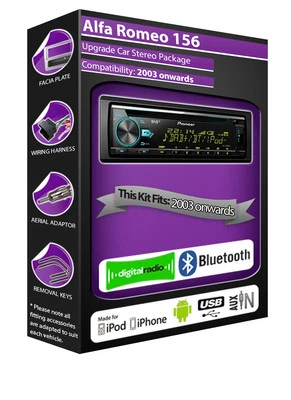 Alfa Romeo 156 DAB Radio ,Pioneer Autoradio CD USB Entrée Aux Lecteur,Bluetooth - Photo 1/4