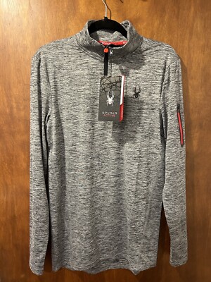NEW Spyder Men's Size M Pullover Half-Zip LS Zip Active Sport Polyester Navy NWT