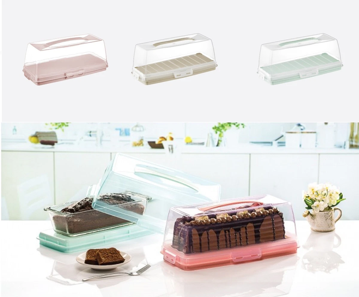 Plastic Cake Carrier Box Rectangular Muffin Cupcake Storage Box With Handle  37cm | eBay