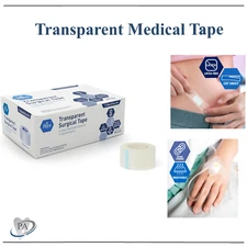 Surgical Clear Tape Medical Dental Tape Tearable, Breathable, 1" x 10 yd, 3 x 10