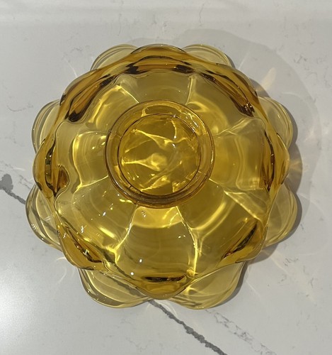 Vintage Amber Viking Epic Line Glass Footed Art Glass Bowl Home Decor 8"D - Picture 6 of 9