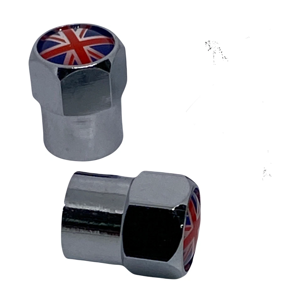 British Flag Valve Stem Caps Metal Chrome Triumph Royal Enfield Norton Matchless - Image 2 of 4