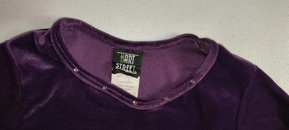 Pullover de terciopelo de manga larga Hart Street para niñas top difuso púrpura talla S (7/8) G001 Foto 2 de 4