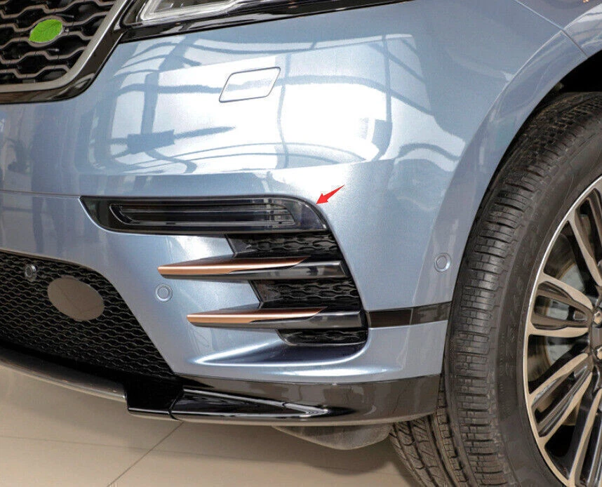 For Range Rover Velar 2018-2024 Glossy Black Front Bumper Fog Light Cover Trim - Image 3 of 4