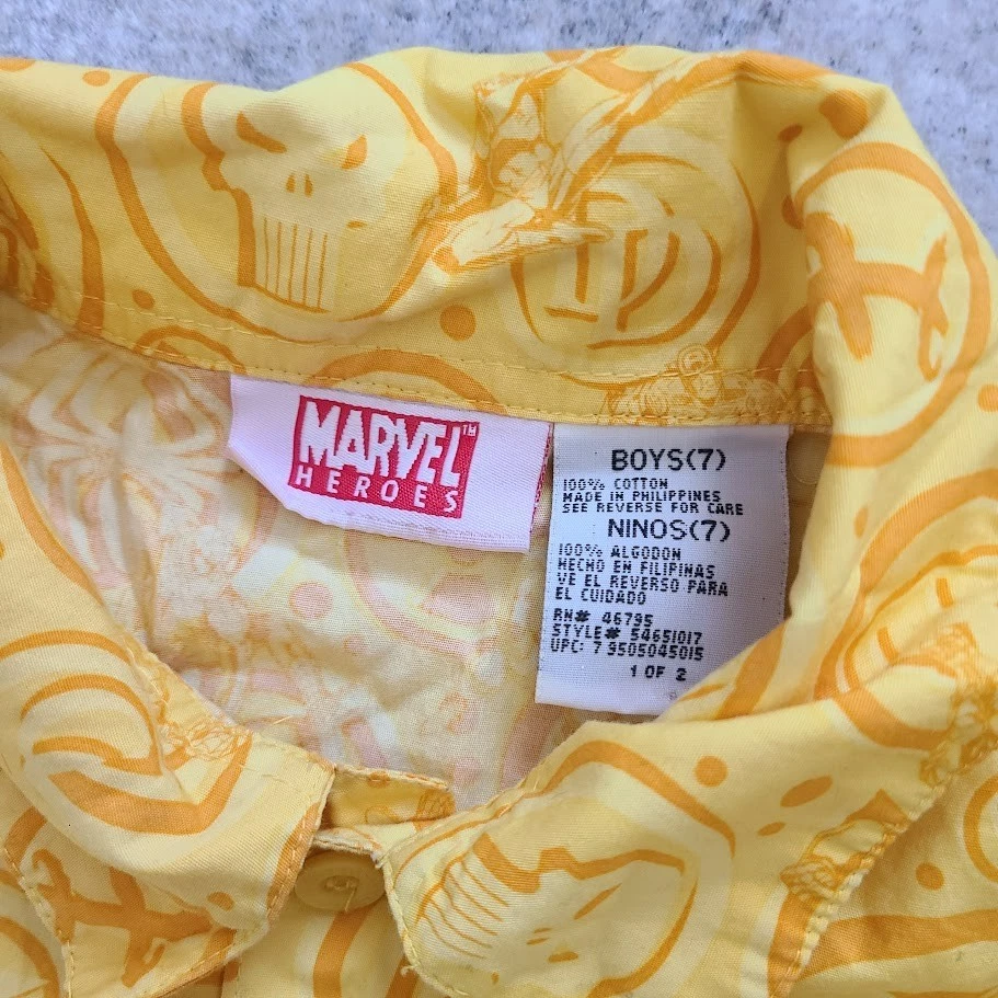 Marvel Heroes Button-Up Shirt Boys 7 Vintage Iron Man Spider-Man Wolverine - Image 3 of 4
