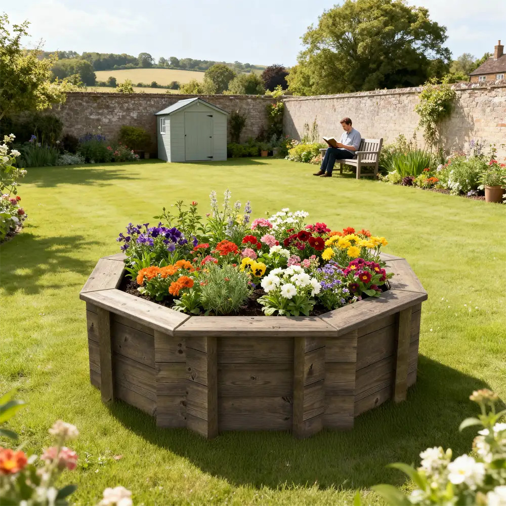 Raised Garden Bed - 4ft Octagonal - 429mm Height - 44mm Thick Wall