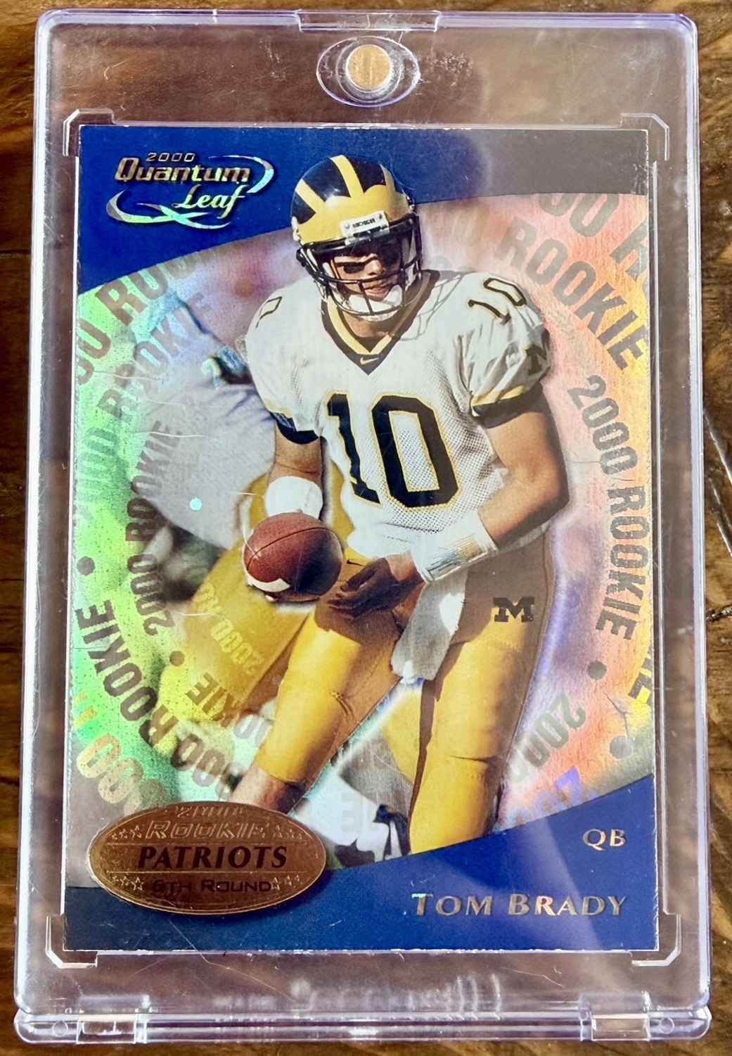 2000 Quantum Leaf Tom Brady Rookie Card #343 Michigan Patriots Football CardGOAT