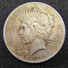 1922 Silver Peace Dollar - Philadelphia - 90% Silver - XF-AU Cond. - Nice Toning