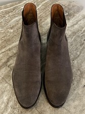ERMENEGILDO ZEGNA COUTURE GRAY SUEDE CHELSEA BOOTS 12 US $2000 TRIPLE STITCH