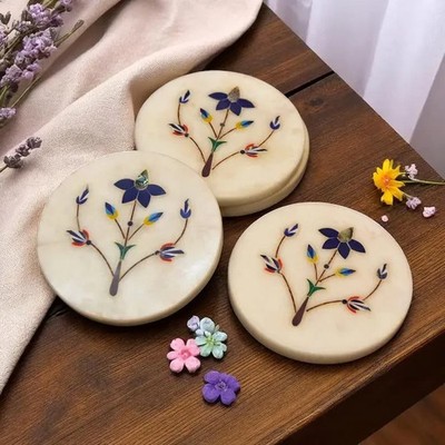 Luxury White Marble Coaster Set for Dinnerware   6-Piece Elegant Drink Protector