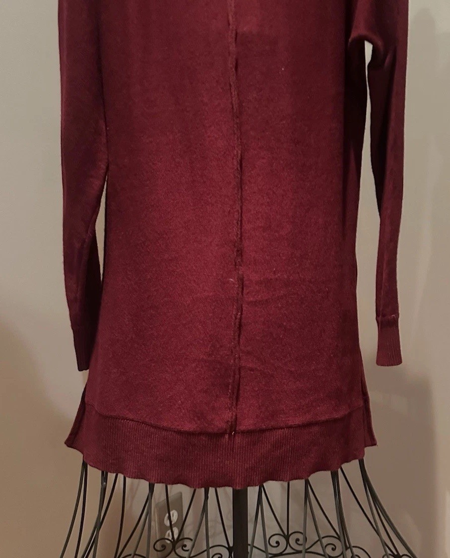 JOAN VASS NY Women’s Sweater Shawl Cowl Neck Autumn Red Tunic Size Small