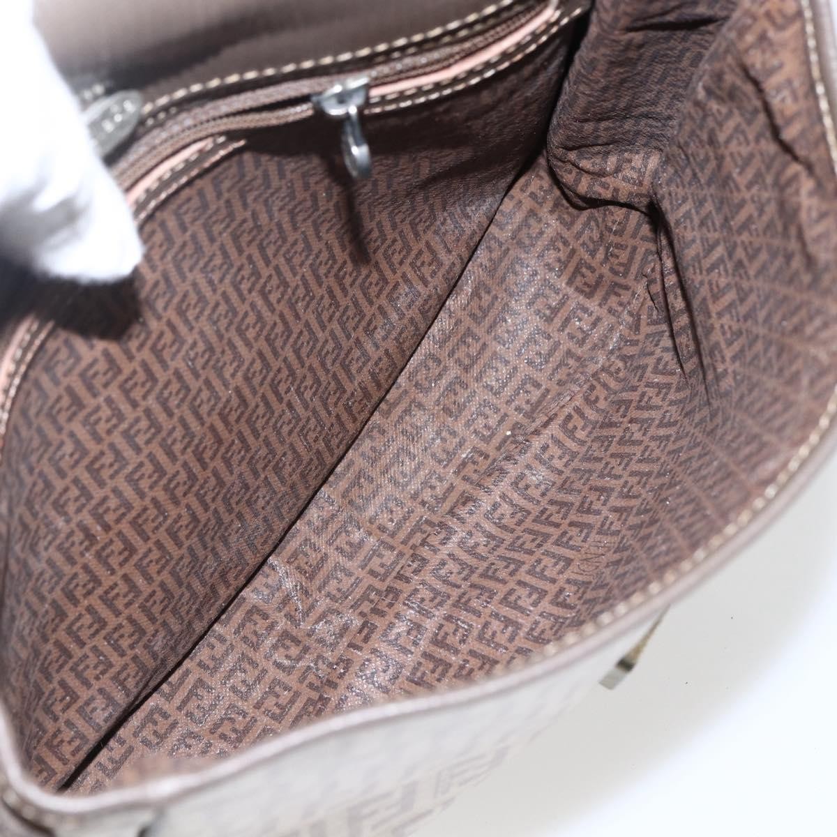 FENDI Zucchino Canvas Shoulder Bag Coated Canvas Beige Silver Auth 169510 thumbnail 16