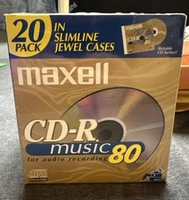 Maxell CD-R Music Blank Media Discs 80min Pack Of 20 w/Slimline Jewel Cases NEW
