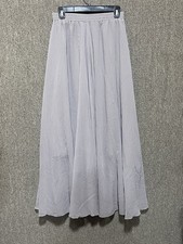 v28 Women Full/Ankle Length Elastic Pleated Maxi Chiffon Long Skirt Medium Gray