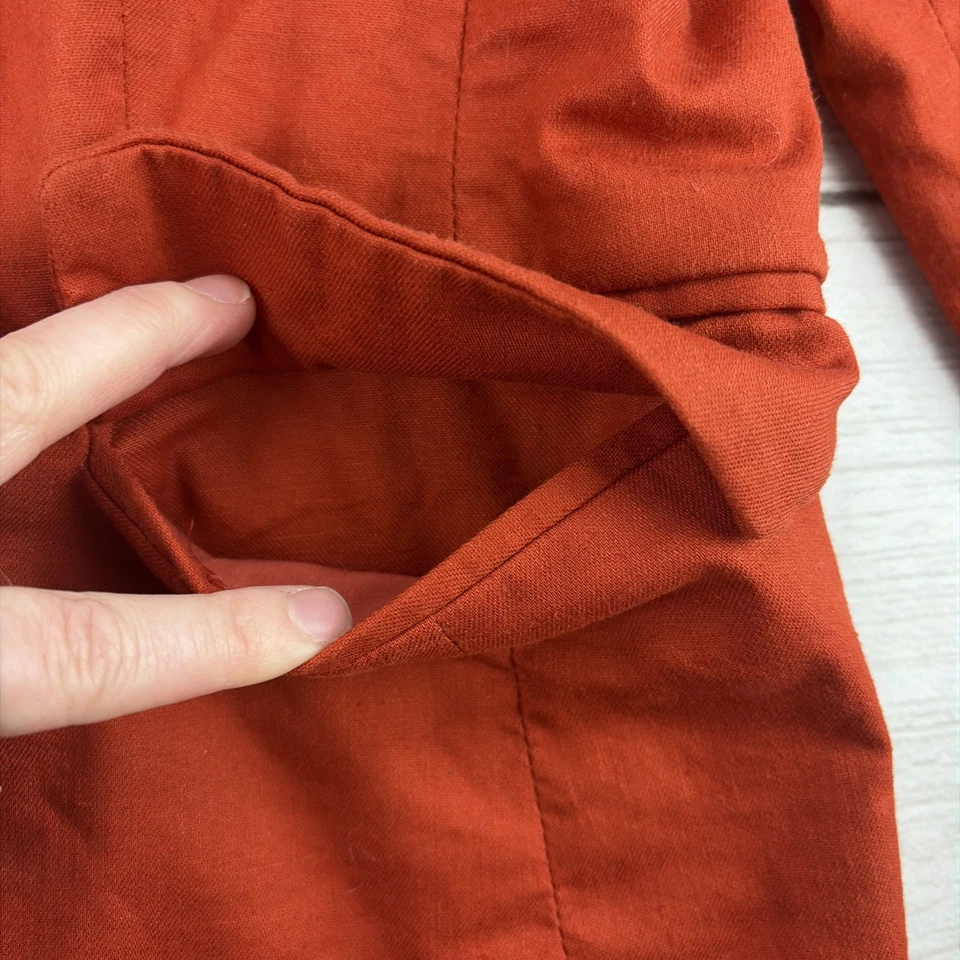 Chaqueta Blazer Banana Republic Naranja Quemado Para Mujer Grande Lino Algodón Envío Gratis Foto 4 de 4