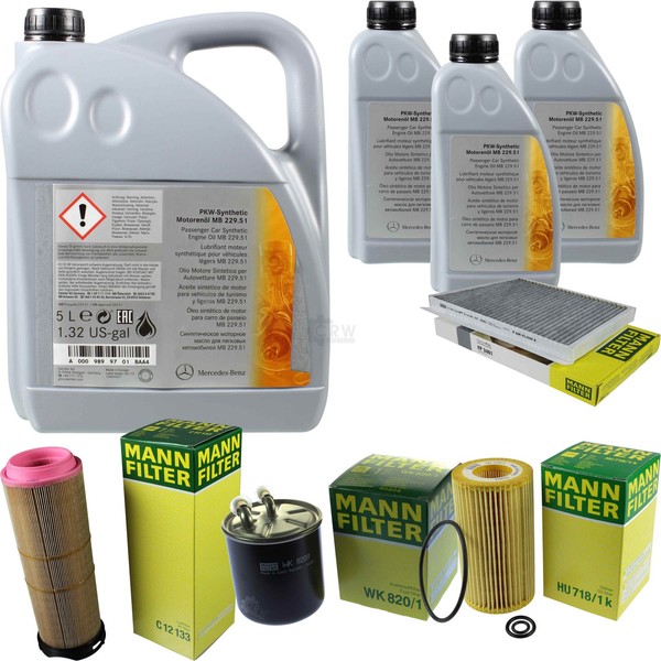 Mann Inspektionspaket 8L MB 5W-30 229.51 FüR Mercedes S203 C 220 CDI W203 CL203-image