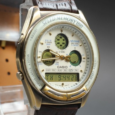 Vintage 80's CASIO AW-200 Speed Memory 100 Qz module 384 Men's Watch New Battery