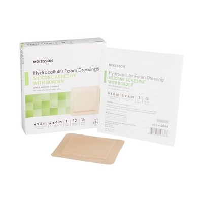McKesson Silicone Foam Dressing 6x6'' Square Adhesive With Border Sterile 10 Ct