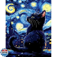 AALBLAC Black Cat Paint by Numbers Kit for Adults Beginners, Cat