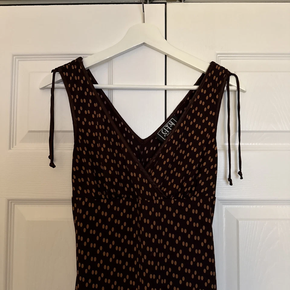 Vintage City Triangles Womens Y2K Floral Babydoll Dress Size S Brown Dainty USA - Image 3 of 4
