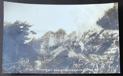 #ad RPPC Railroad Scene At Pacific amp; Moclips Beaches WA Steam Train Engine $35.00