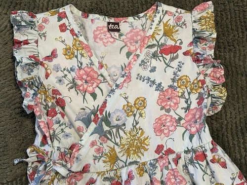 Tea Collection Wrap Style Garden Floral Cottage Core Dress Girls Sz 12 *READ* - Picture 5 of 16