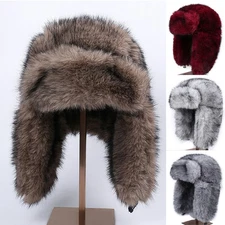 Women Plush Warm Ear Protection Hat Fluffy Plush Thicken Windproof Earflap Hats