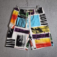 Burnside Board Shorts Swim Trunks Men's Sz Medium Drawstring Patchwork Lined