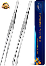 Stainless Steel Cooking Tweezers Straight Professional Kitchen BBQ 12in