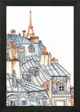 Roofs of Paris Framed Wall Art Poster Canvas Print Picture