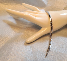Nikken Cross Link Silver Tone Bracelet Magnetic Therapy Holistic Health 7.5"