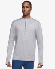 NIKE Element DRI-FIT  1/4 Zip Reflective Running Top Heather Grey Size Small New