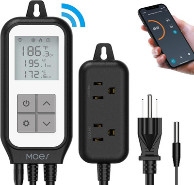 Smart Wifi Cooling Heating Thermostat Outlet, Tuya Digital Temperature Controlle