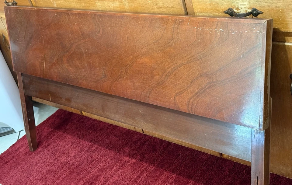 Cabecero y pie de cama de tamaño completo estilo MCM moderno de mediados de siglo vintage Foto 3 de 4